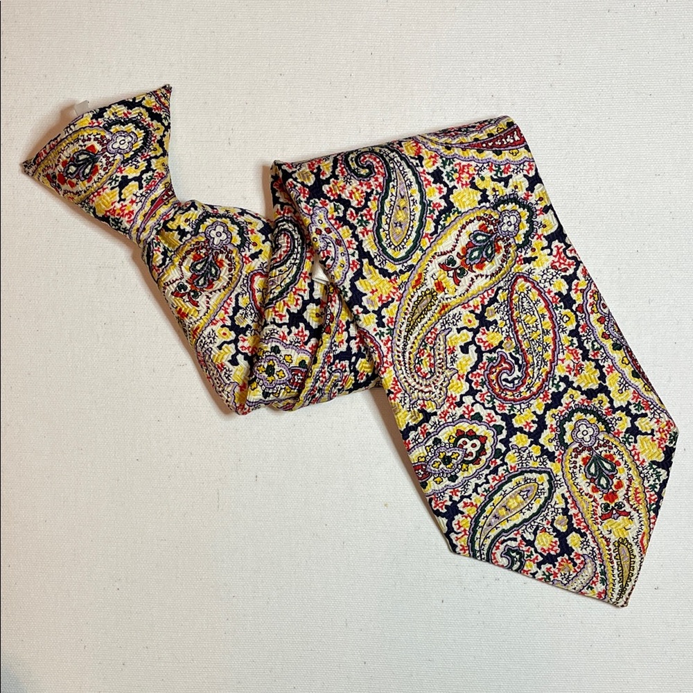 VINTAGE LIEBERT Paisley Clip-on Tie Preppy Multicolour Office Business Coastal
